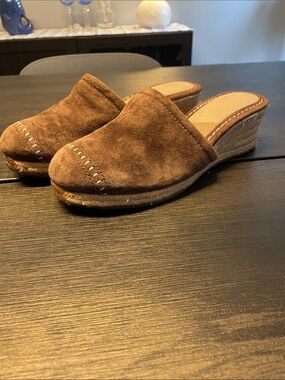 UGG Australia-Women's Suede Espadrille Wedge Mules - Brown
